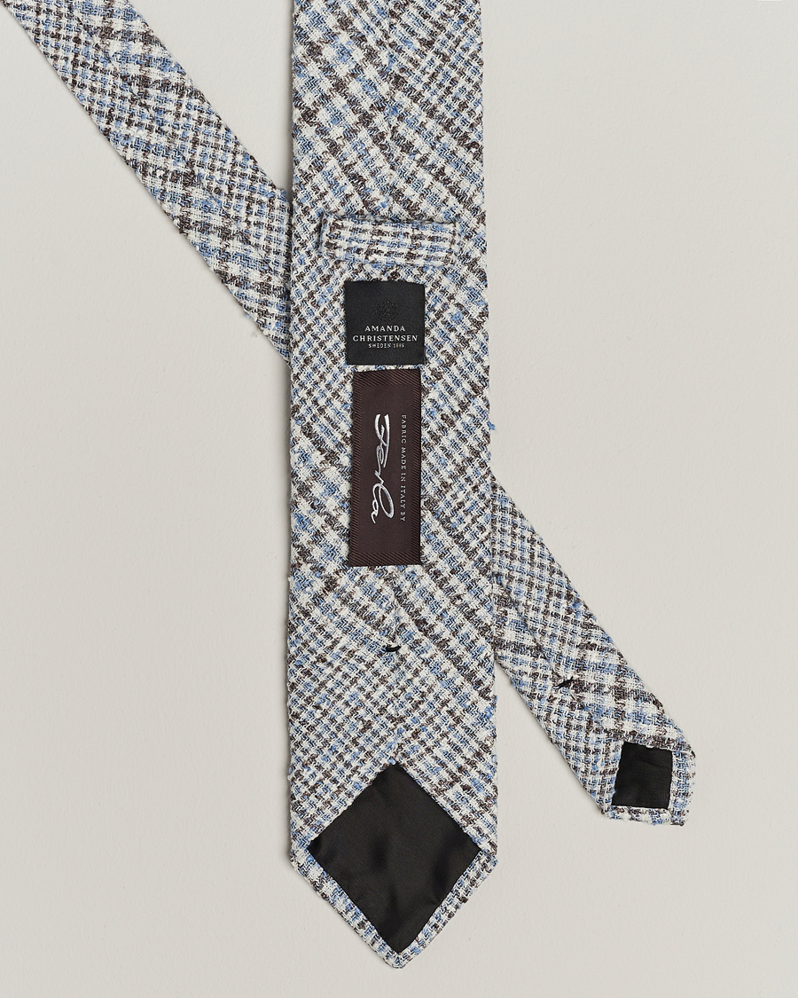 Herren | Accessoires | Amanda Christensen | Linen Structured 8cm Tie White/Blue/Brown