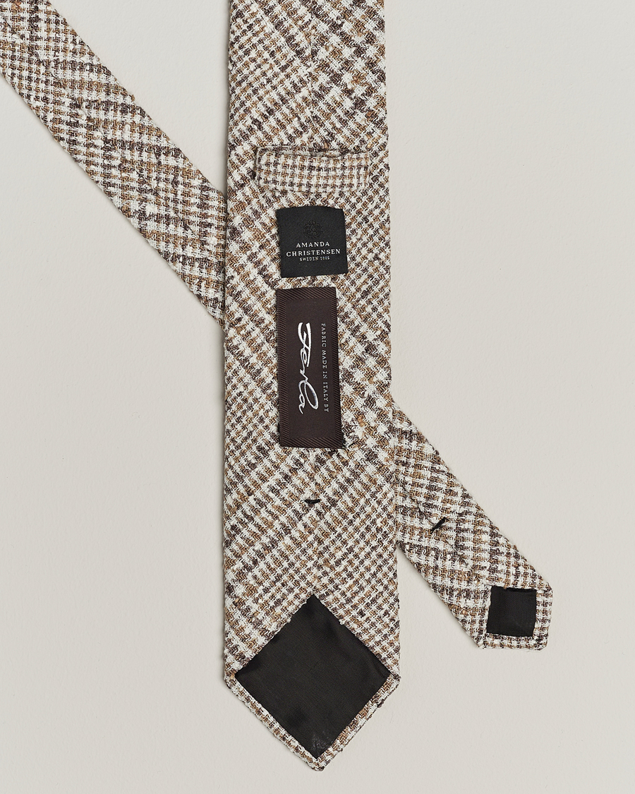 Herren | Accessoires | Amanda Christensen | Linen Structured 8cm Tie White/Beige/Brown