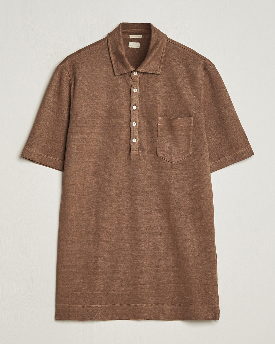 Herren | Poloshirts | Massimo Alba | Wembley Linen Polo Dark Brown