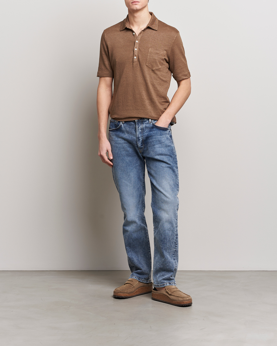Herren | Poloshirts | Massimo Alba | Wembley Linen Polo Dark Brown