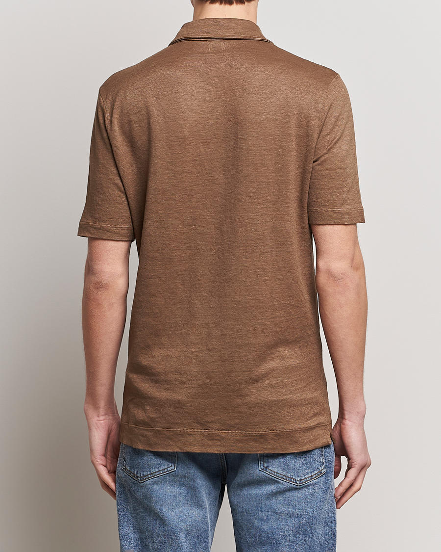 Herren | Poloshirts | Massimo Alba | Wembley Linen Polo Dark Brown