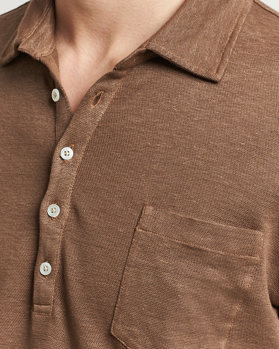 Herren | Poloshirts | Massimo Alba | Wembley Linen Polo Dark Brown