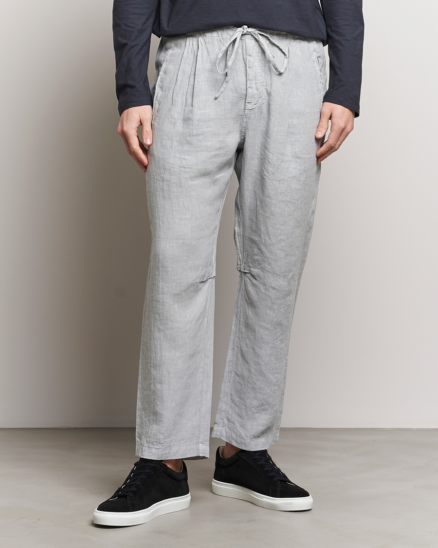 Herren | The Linen Lifestyle | Massimo Alba | Keywest Linen Drawstring Pants Light Grey
