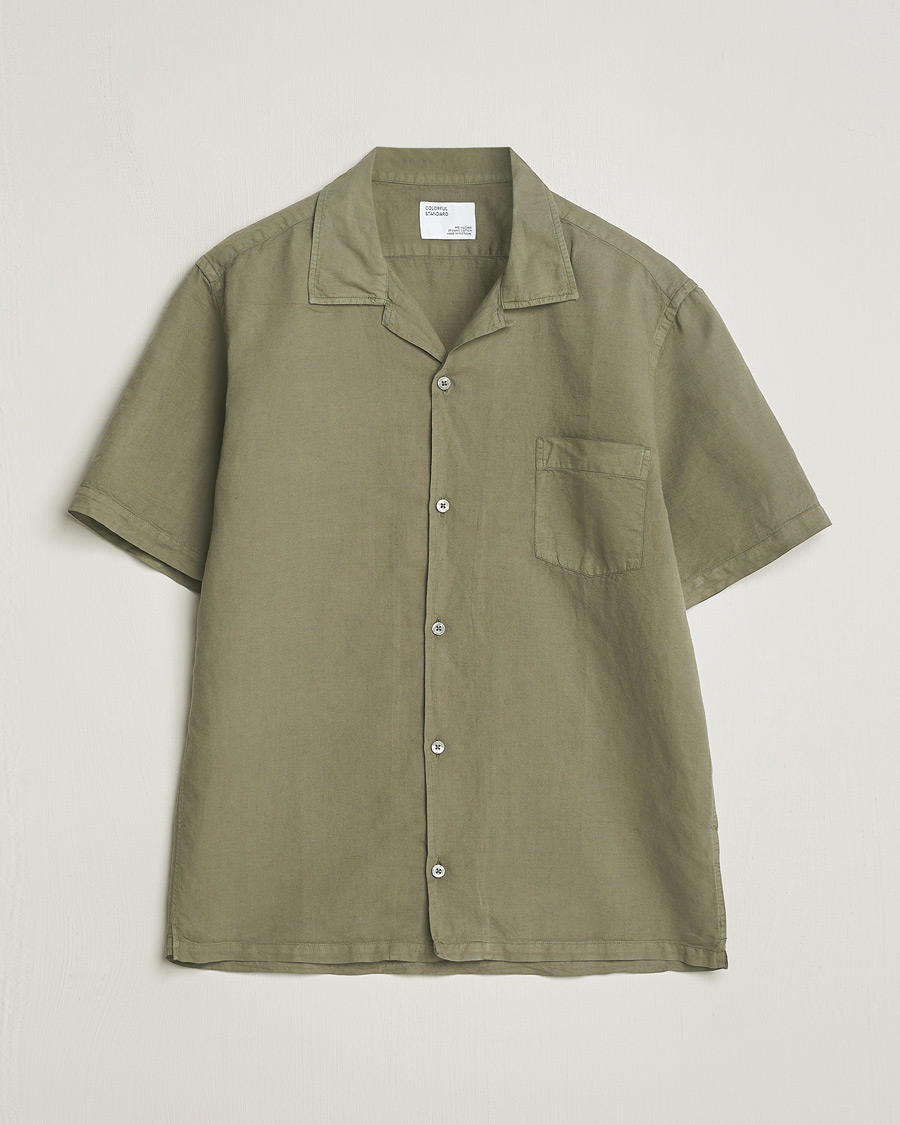 Herren | Hemden | Colorful Standard | Cotton/Linen Short Sleeve Shirt Dusty Olive
