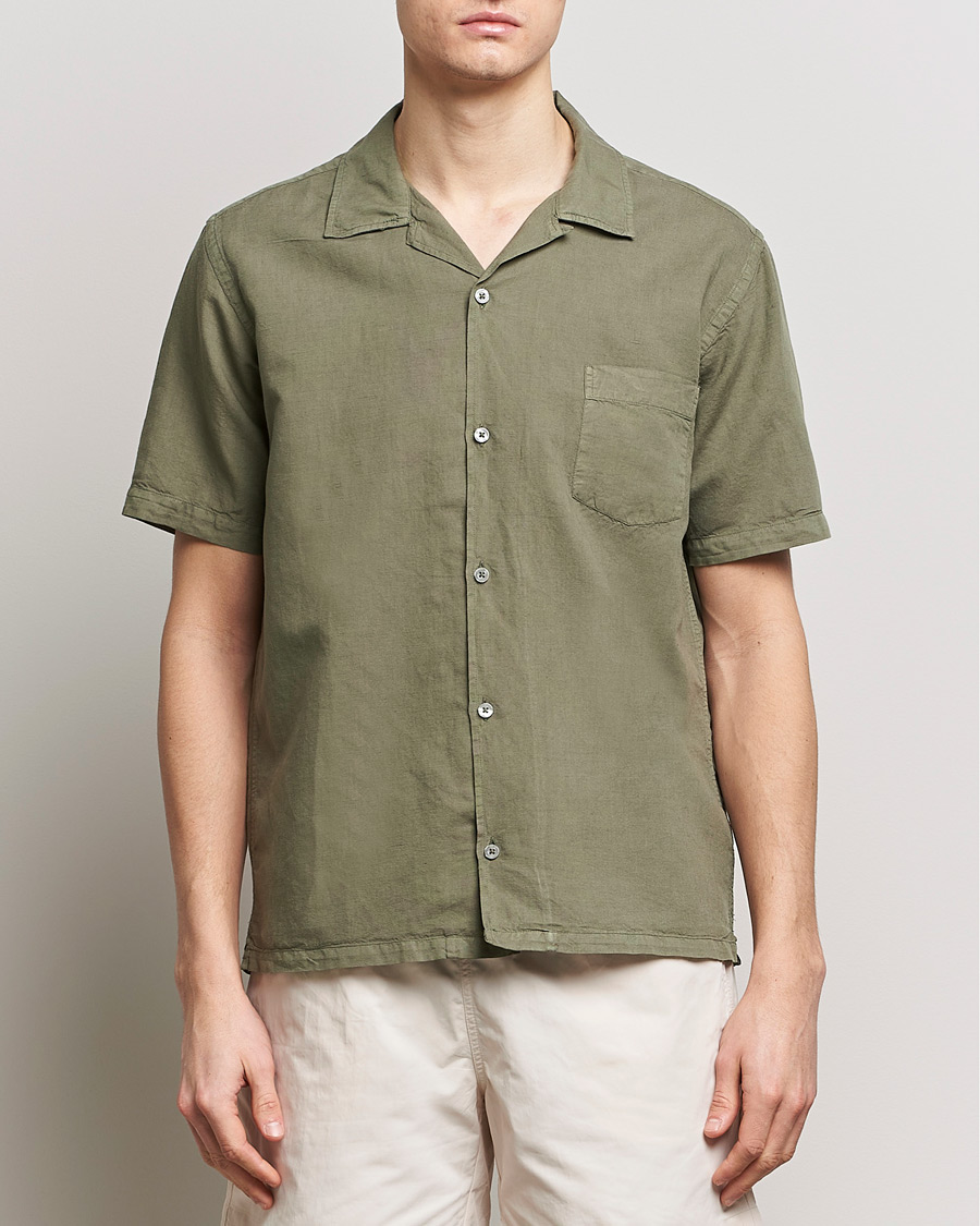 Herren | Neu im Onlineshop | Colorful Standard | Cotton/Linen Short Sleeve Shirt Dusty Olive