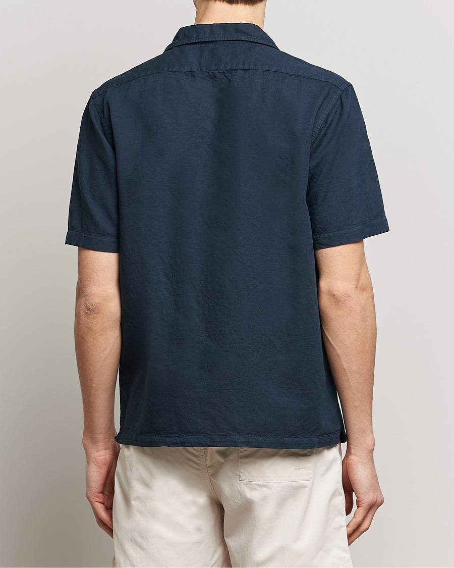 Herren | Hemden | Colorful Standard | Cotton/Linen Short Sleeve Shirt Navy Blue