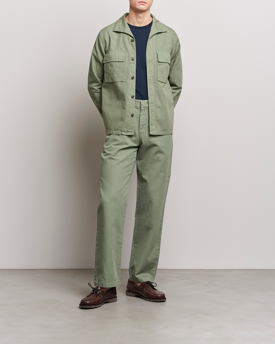 Herren | Jacken | Aspesi | Cotton Herringbone Shirt Jacket Sage