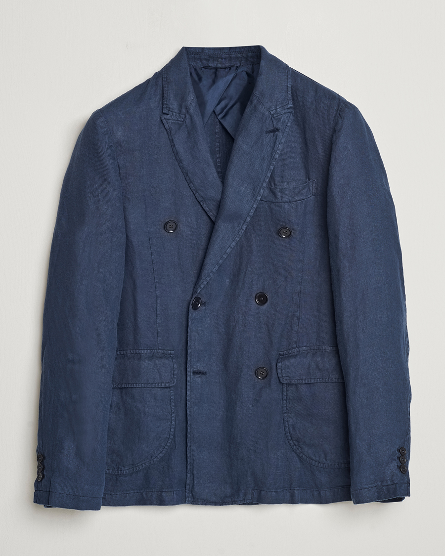 Herren | Sakkos | Aspesi | Sugimoto Double Breasted Hemp Blazer Navy