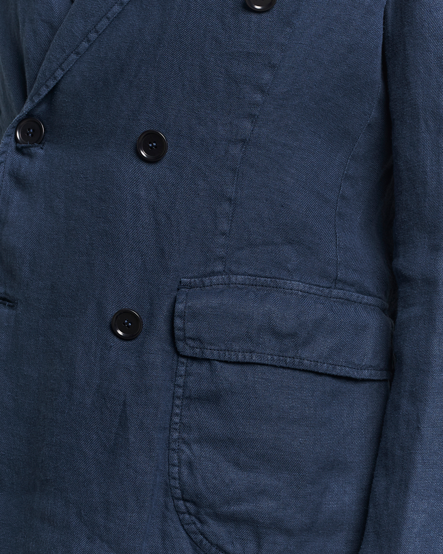 Herren | Sakkos | Aspesi | Sugimoto Double Breasted Hemp Blazer Navy