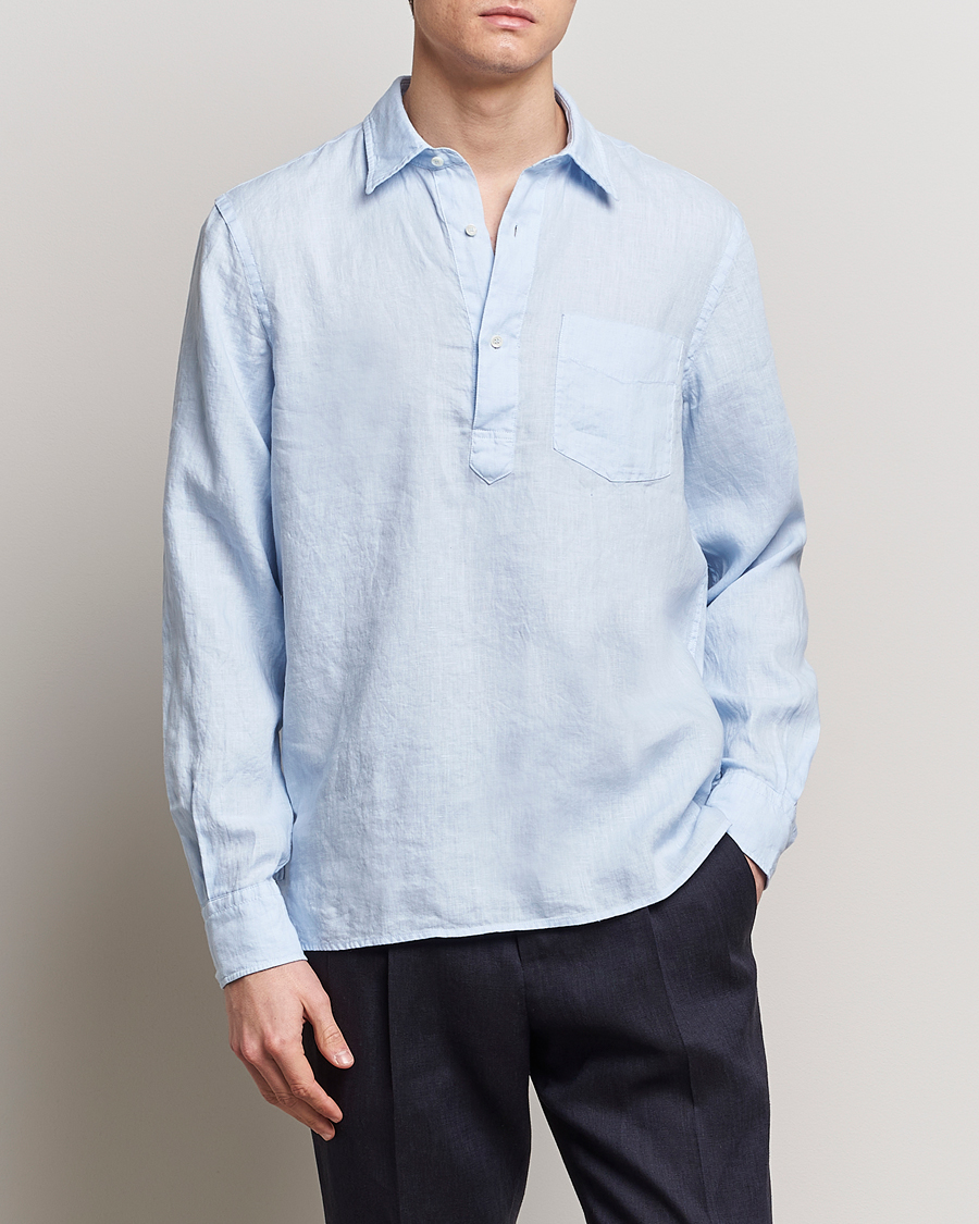 Herren | Kategorie | Aspesi | Linen Popover Shirt Light Blue
