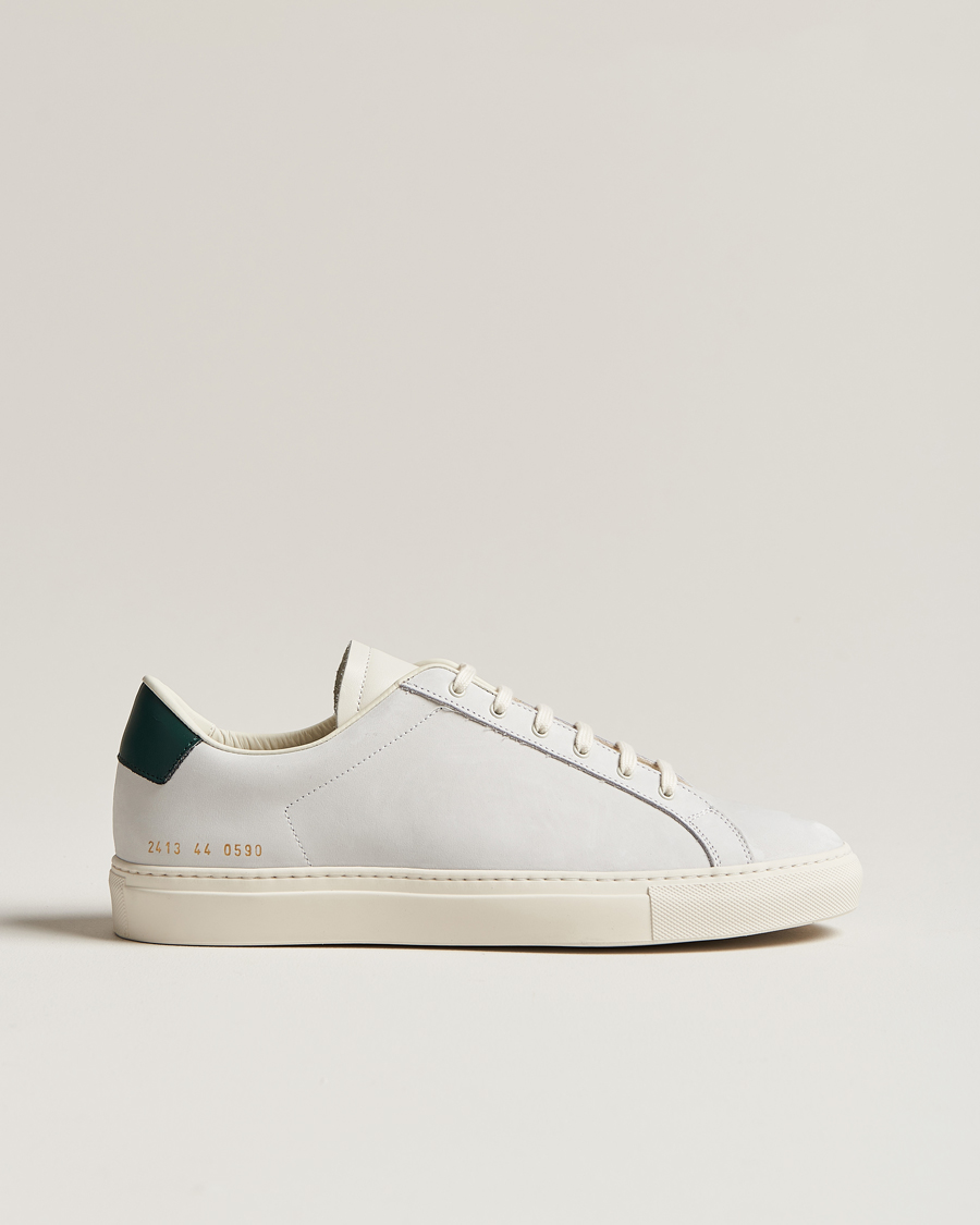 Herren | Common Projects Retro Pebbled Nappa Leather Sneaker White/Green | Common Projects | Retro Pebbled Nappa Leather Sneaker White/Green