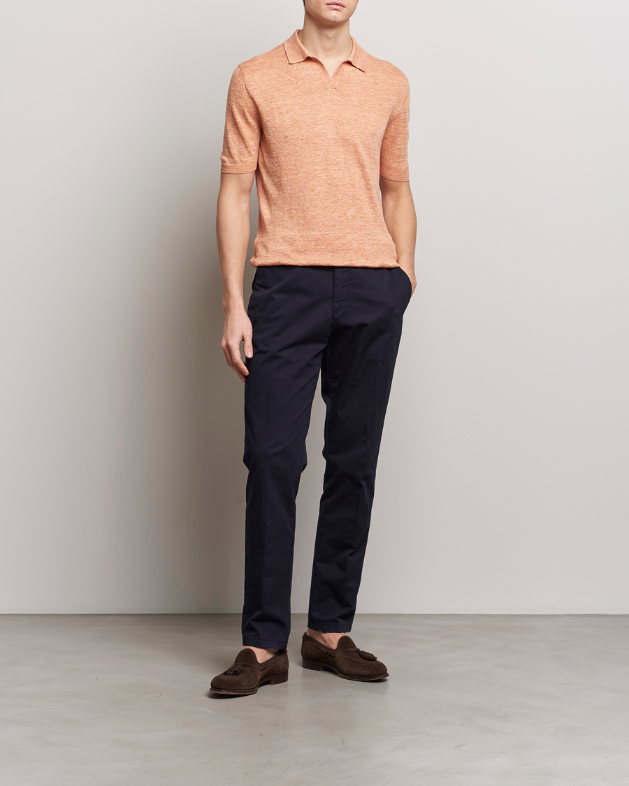 Herren | Poloshirts | Gran Sasso | Knitted Linen Polo Orange