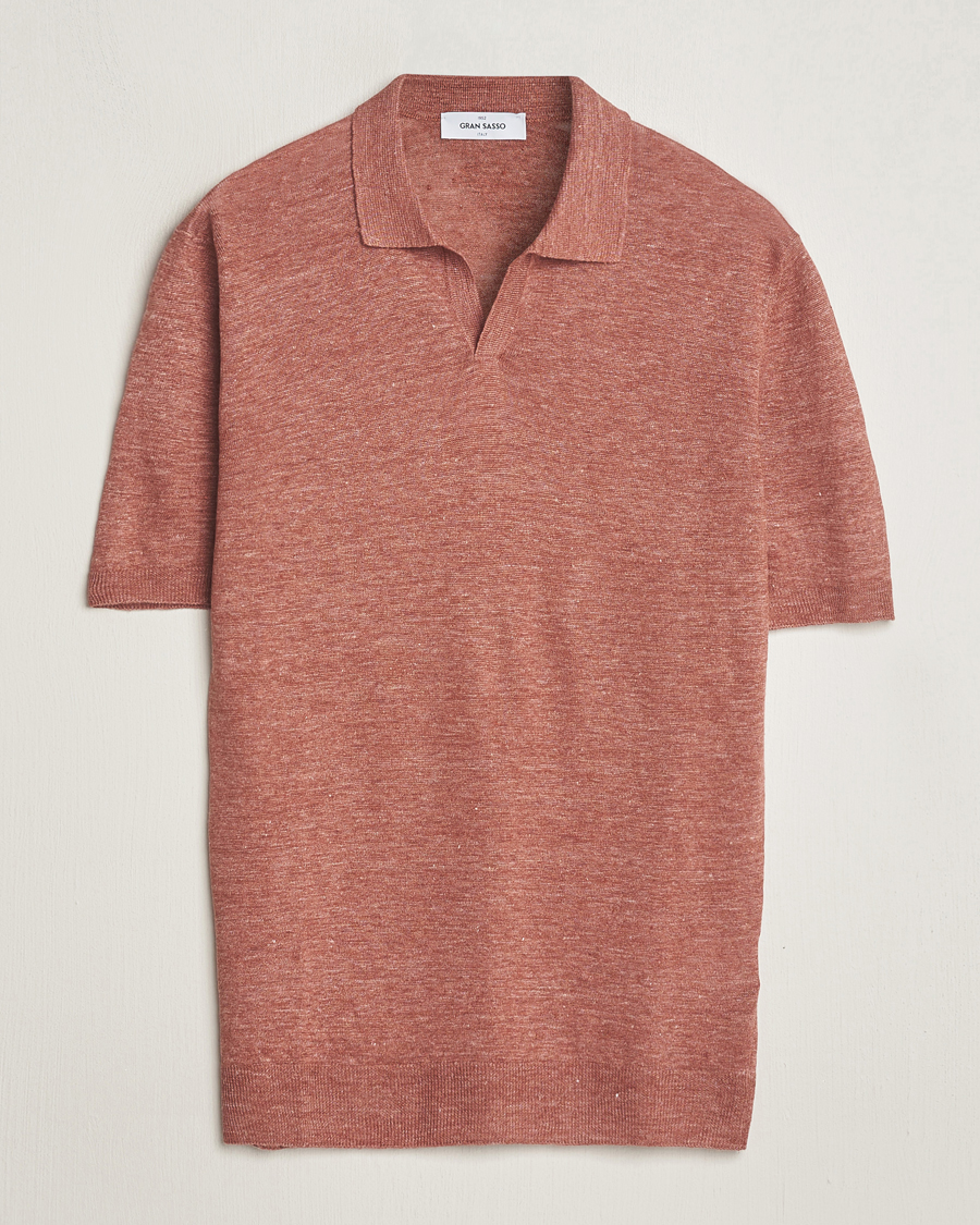 Herren | Poloshirts | Gran Sasso | Knitted Linen Polo Rust Melange