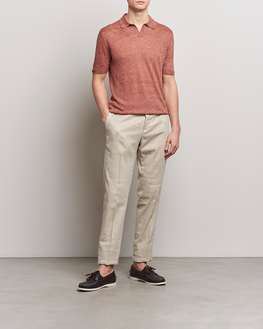 Herren | Poloshirts | Gran Sasso | Knitted Linen Polo Rust Melange