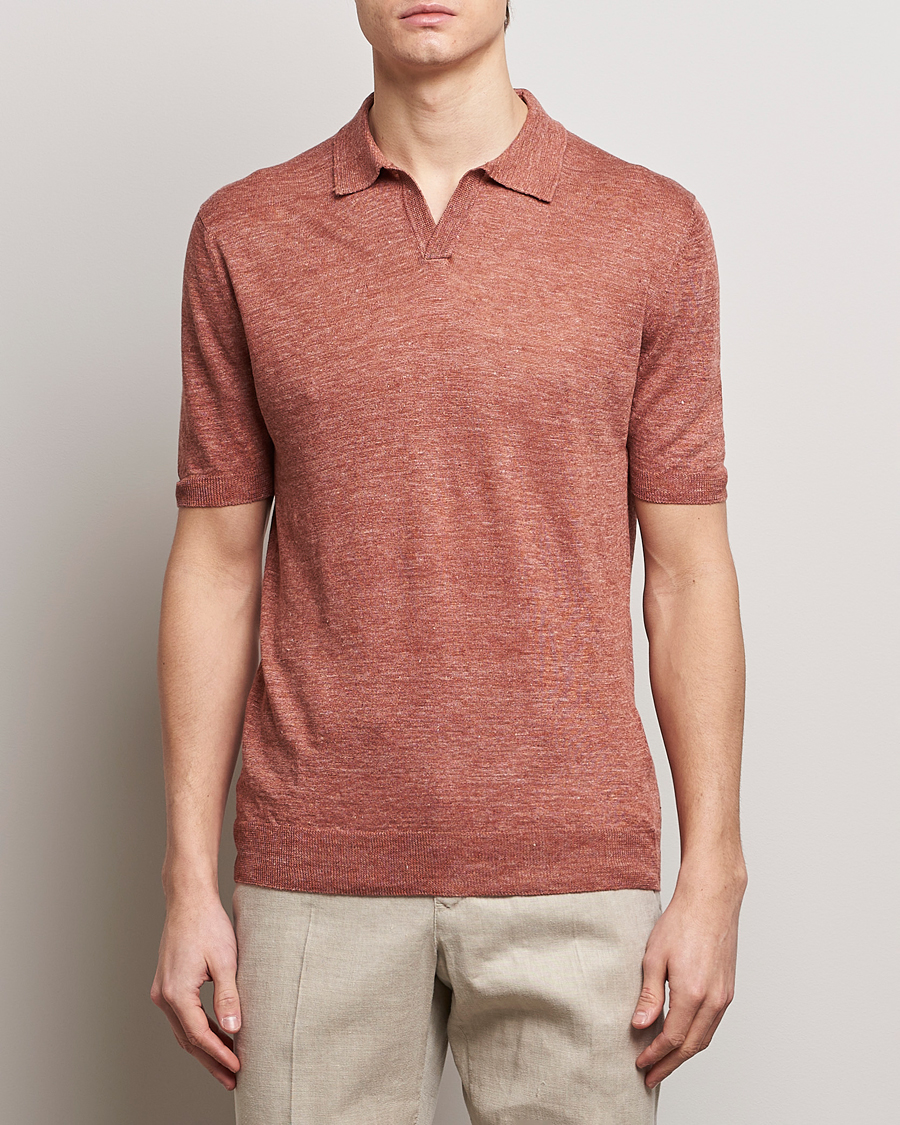Herren | Poloshirts | Gran Sasso | Knitted Linen Polo Rust Melange