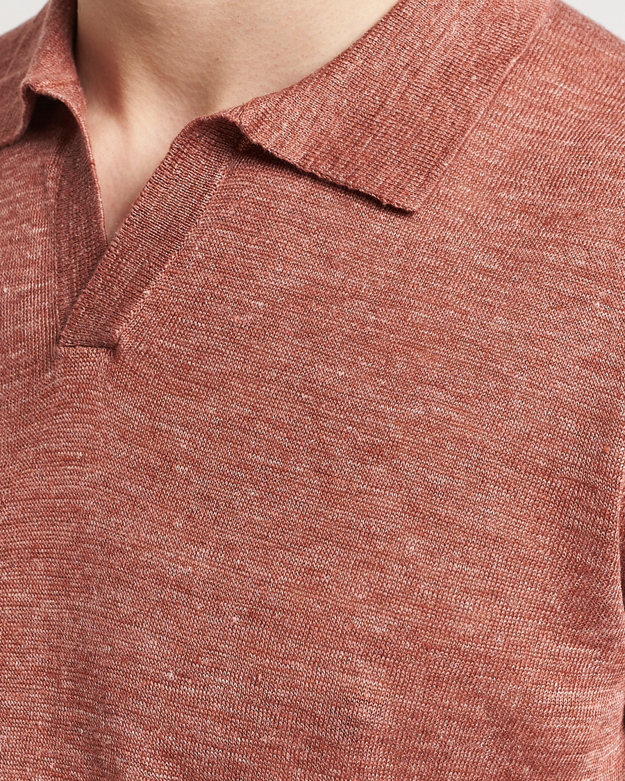 Herren | Poloshirts | Gran Sasso | Knitted Linen Polo Rust Melange