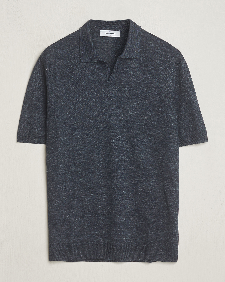 Herren | Poloshirts | Gran Sasso | Knitted Linen Polo Navy