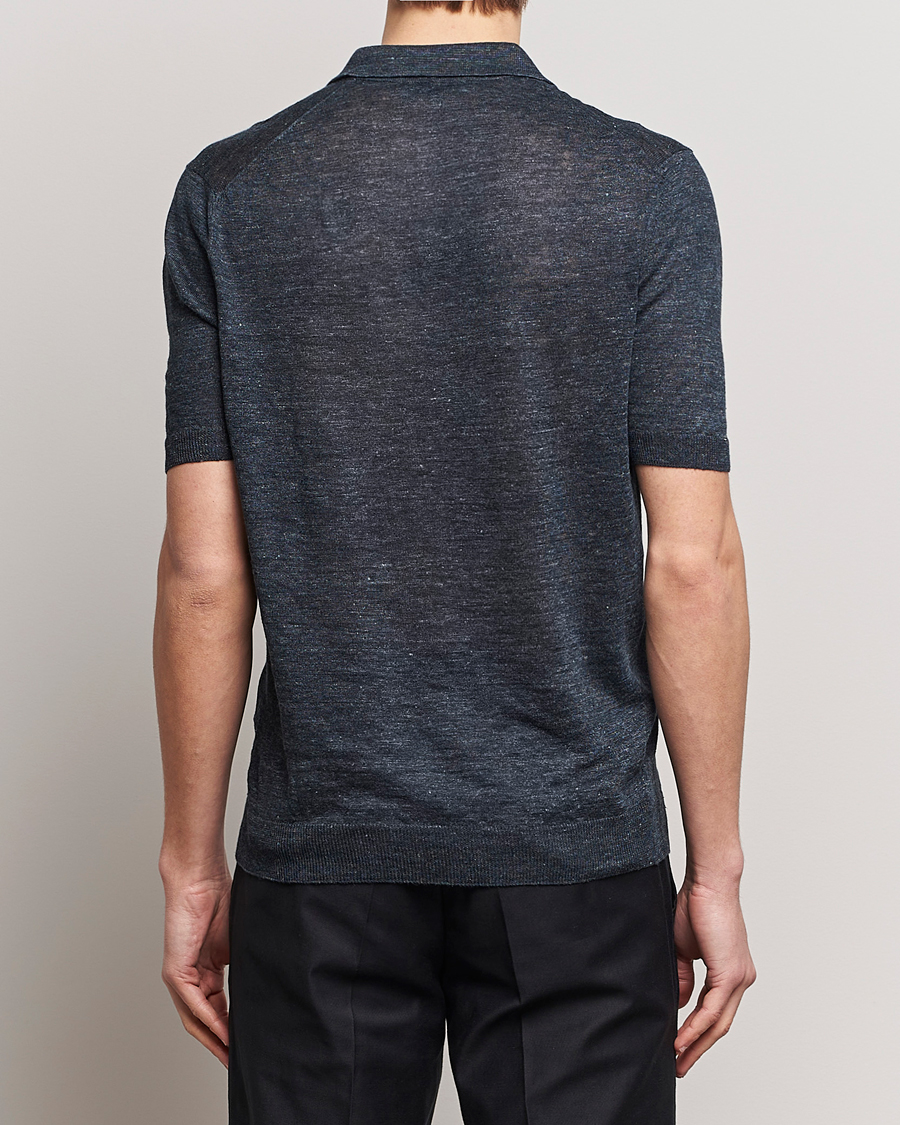 Herren | Poloshirts | Gran Sasso | Knitted Linen Polo Navy