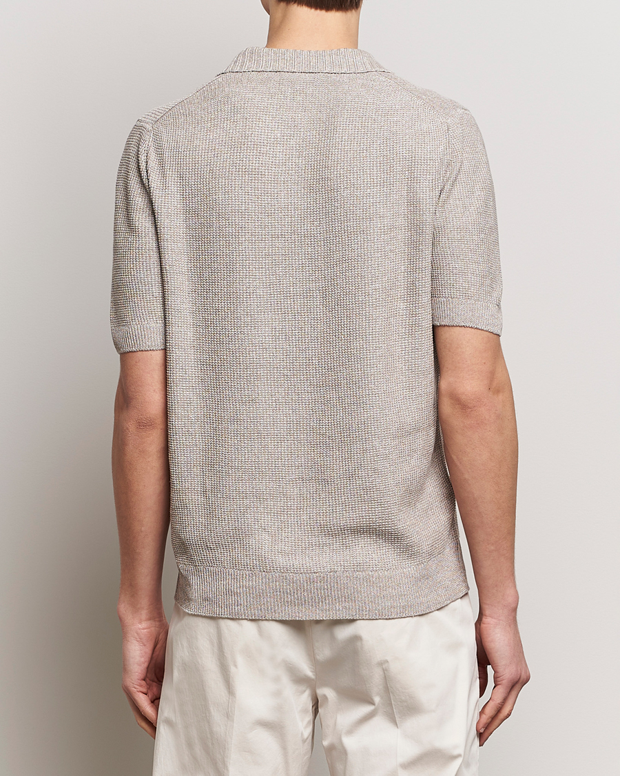 Herren | Poloshirts | Gran Sasso | Linen/Cotton Open Collar Polo Beige Melange