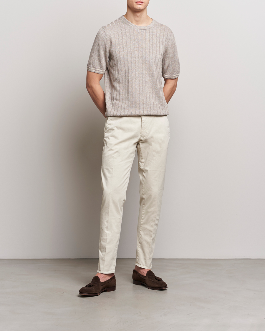 Herren | T-Shirts | Gran Sasso | Linen/Cotton Structured T-Shirt Beige Melange