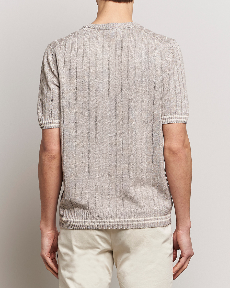 Herren | T-Shirts | Gran Sasso | Linen/Cotton Structured T-Shirt Beige Melange