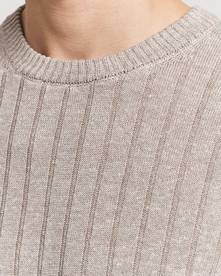 Herren | T-Shirts | Gran Sasso | Linen/Cotton Structured T-Shirt Beige Melange