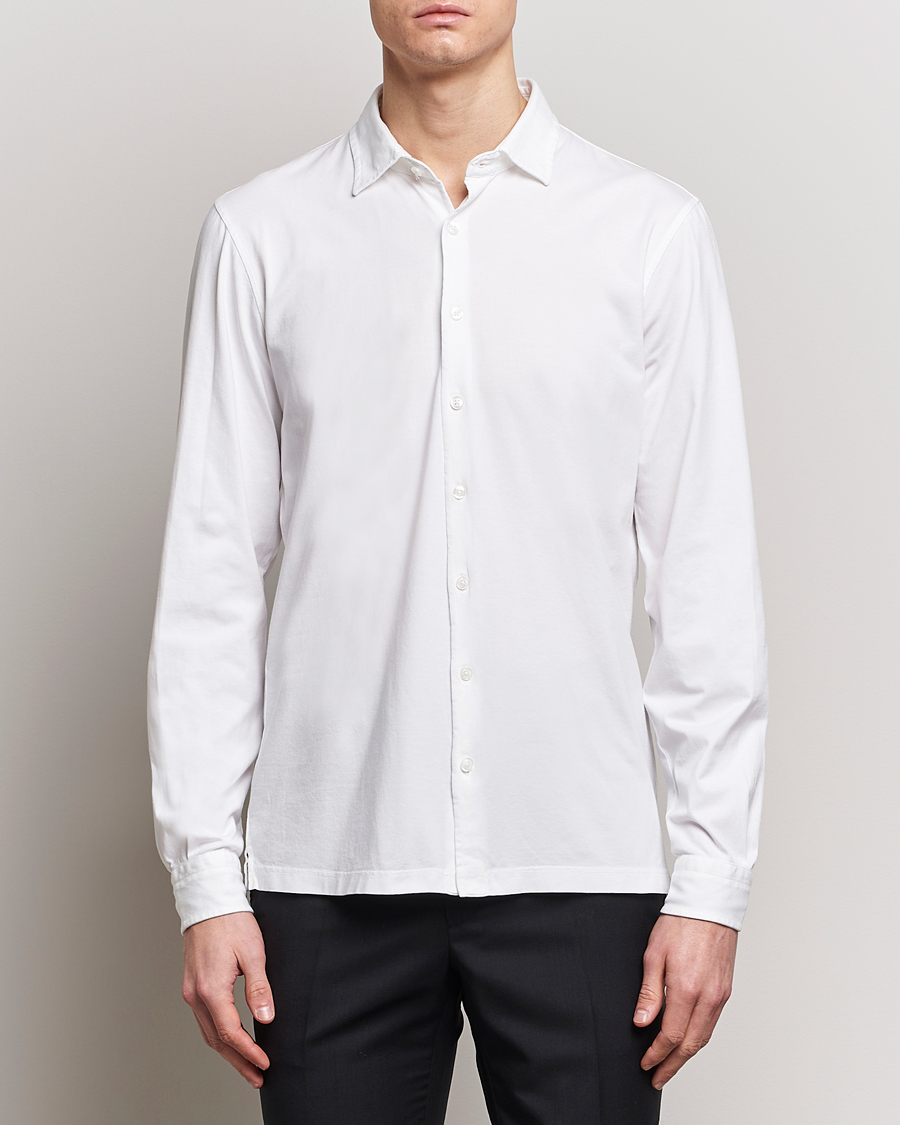 Herr | Casualskjortor | Gran Sasso | Washed Cotton Jersey Shirt White