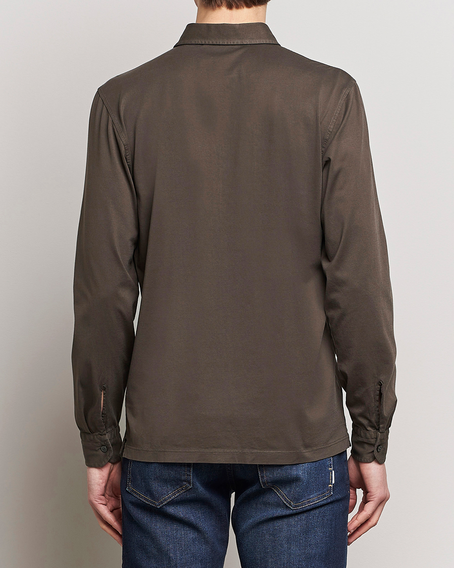 Herren | Hemden | Gran Sasso | Washed Cotton Jersey Shirt Dark Brown