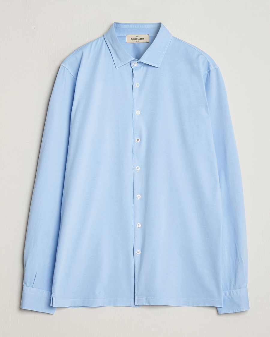 Herren | Hemden | Gran Sasso | Washed Cotton Jersey Shirt Light Blue