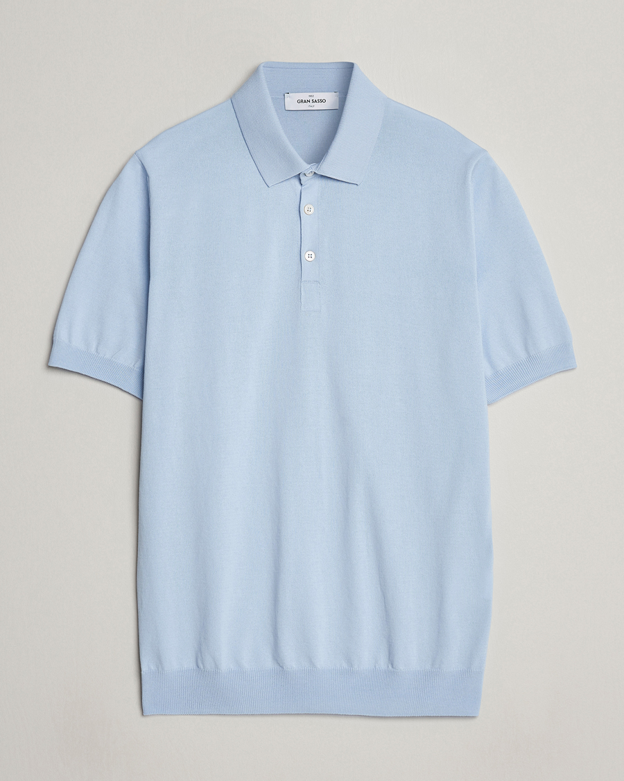 Herren | Poloshirts | Gran Sasso | Cotton Knitted Polo Light Blue