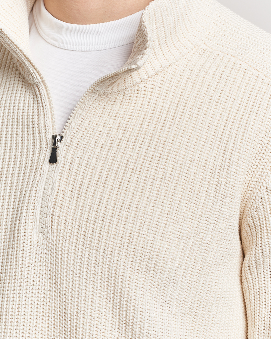 Herren | Pullover | Gran Sasso | Cotton Heavy Knitted Half Zip Cream
