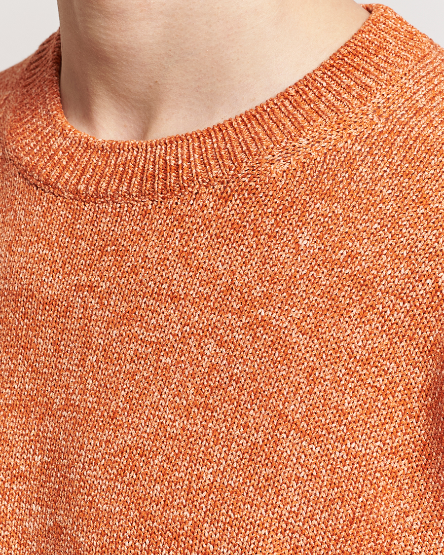 Herren | Pullover | Gran Sasso | Cotton Heavy Knitted Crew Neck Rust Melange