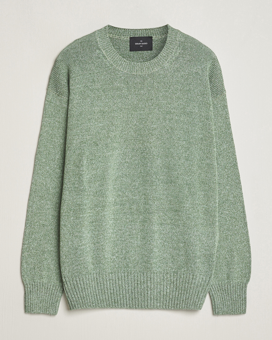 Herren | Pullover | Gran Sasso | Cotton Heavy Knitted Crew Neck Green Melange