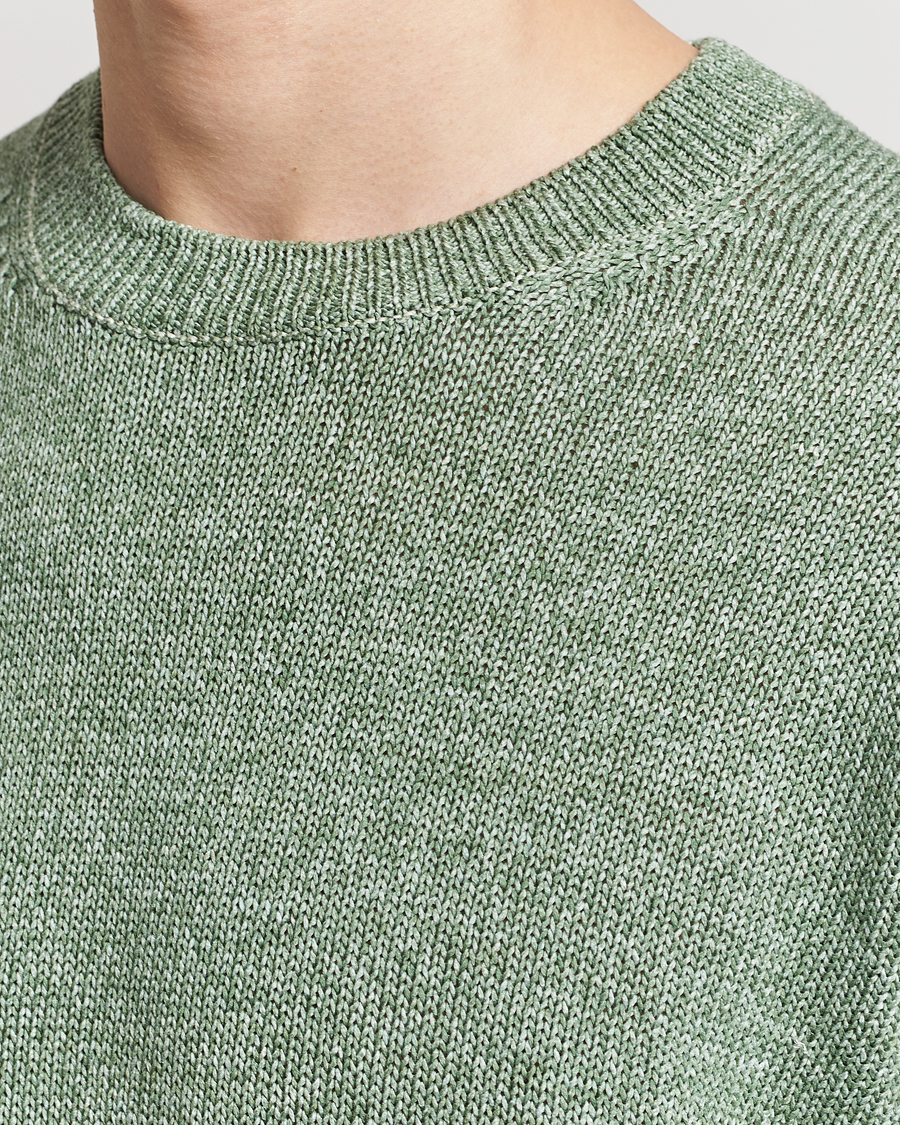 Herren | Pullover | Gran Sasso | Cotton Heavy Knitted Crew Neck Green Melange
