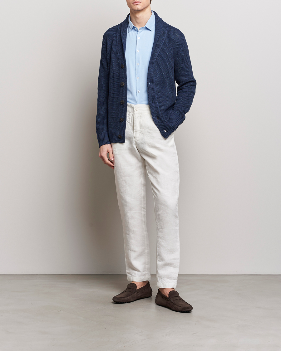 Herren | Pullover | Gran Sasso | Linen/Cotton Shawl Collar Cardigan Navy