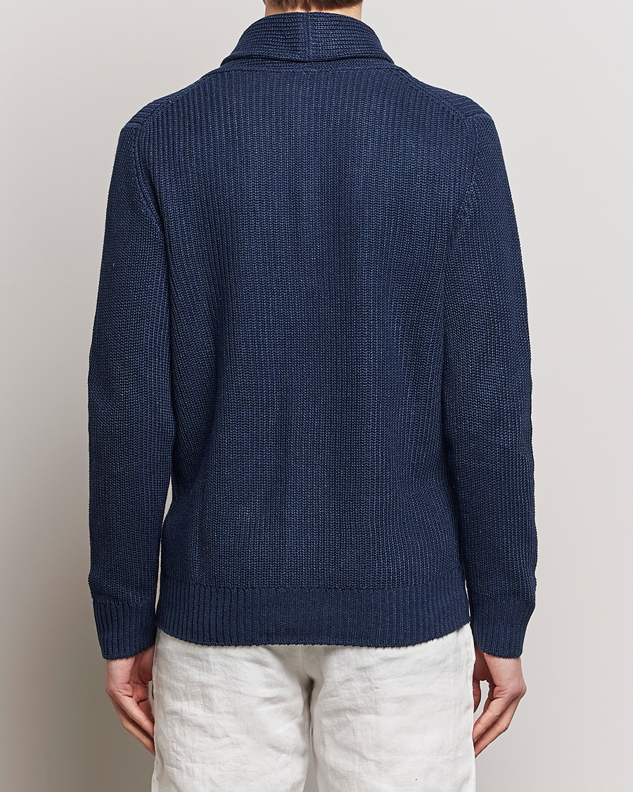 Herren | Pullover | Gran Sasso | Linen/Cotton Shawl Collar Cardigan Navy