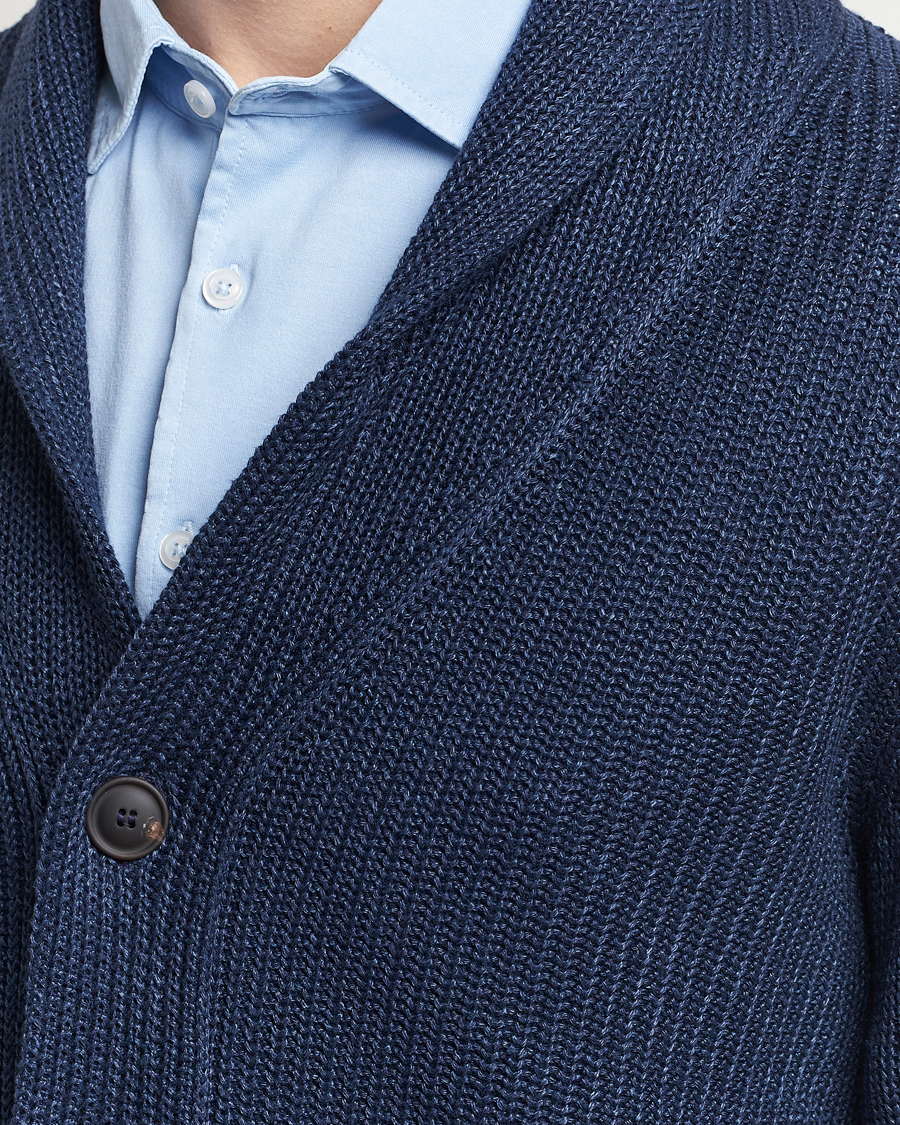 Herren | Pullover | Gran Sasso | Linen/Cotton Shawl Collar Cardigan Navy