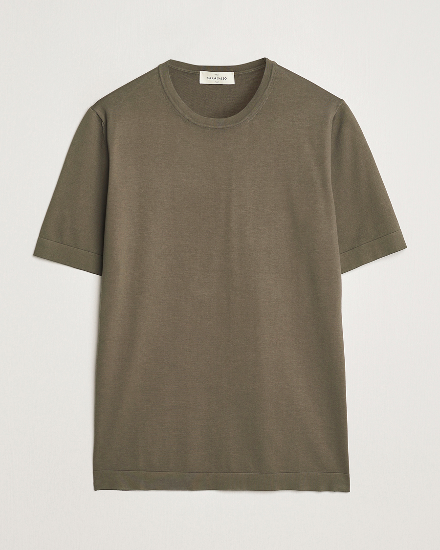 Herren | T-Shirts | Gran Sasso | Cotton Knitted Crew Neck T-Shirt Dark Brown