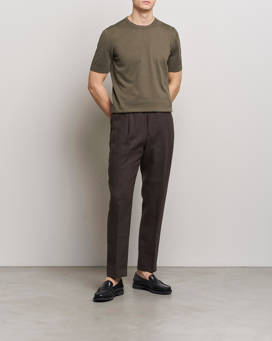 Herren | T-Shirts | Gran Sasso | Cotton Knitted Crew Neck T-Shirt Dark Brown