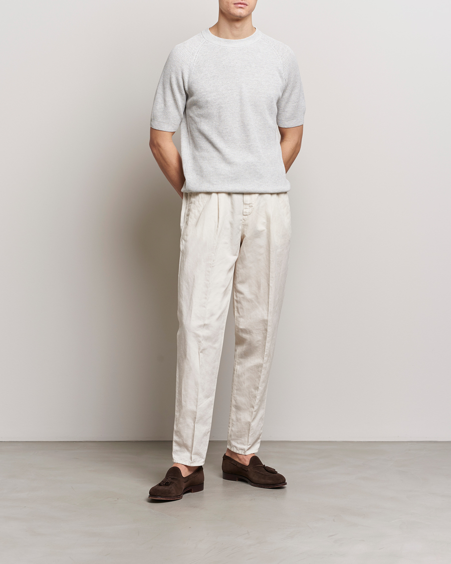 Herren | T-Shirts | Gran Sasso | Cotton Heavy Knitted Crew Neck T-Shirt Light Grey