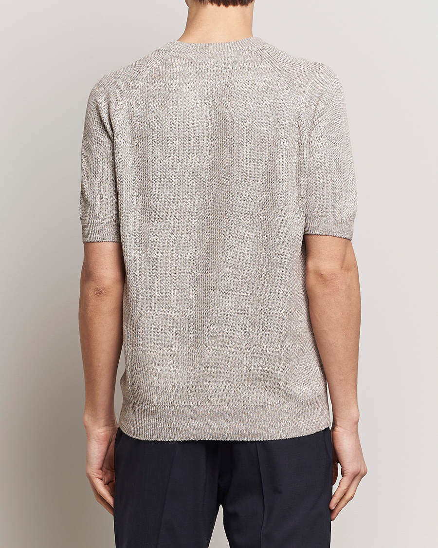 Herren | T-Shirts | Gran Sasso | Cotton Heavy Knitted Crew Neck T-Shirt Beige Melange