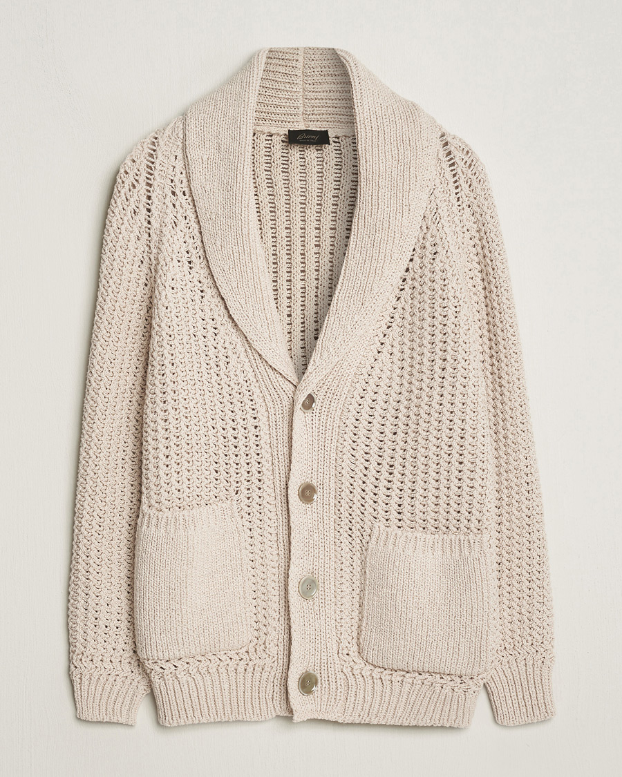 Herren | Pullover | Brioni | Cotton/Wool Shawl Cardigan Light Beige