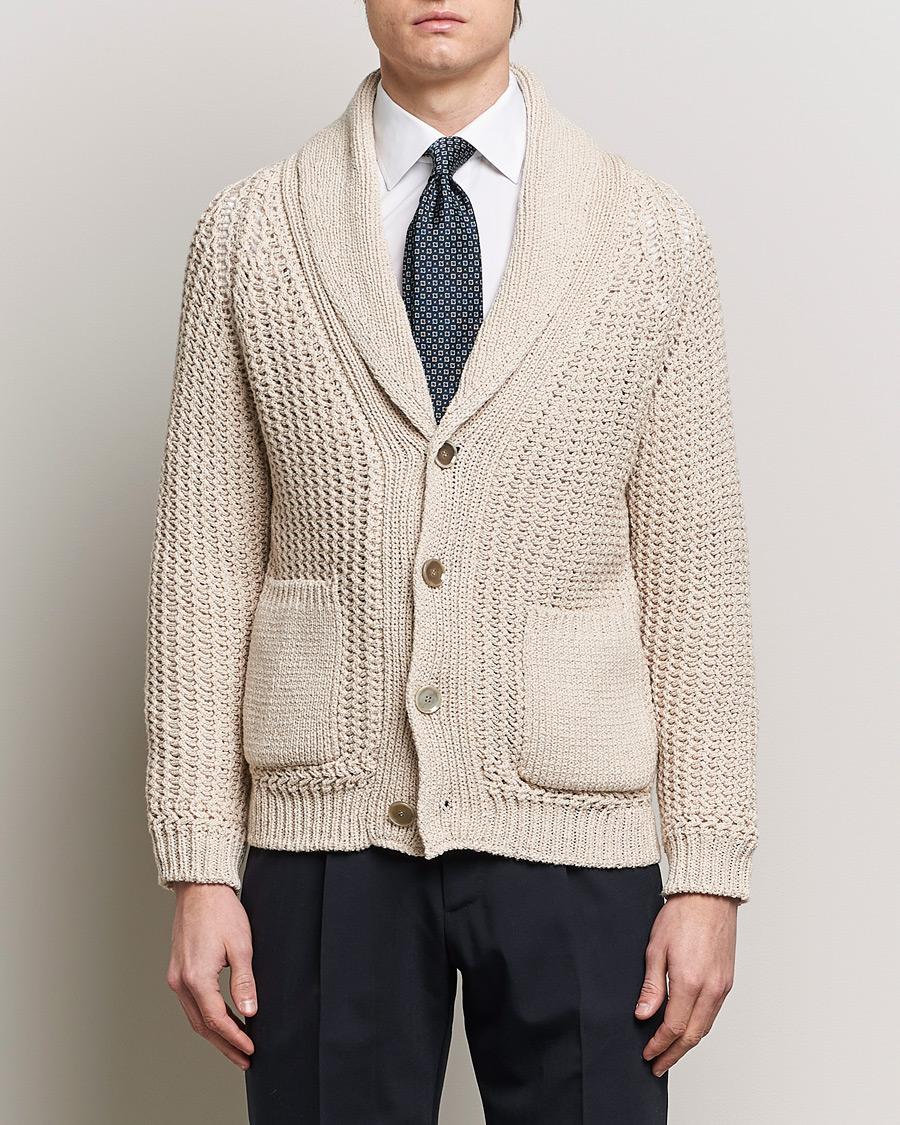 Herren |  | Brioni | Cotton/Wool Shawl Cardigan Light Beige