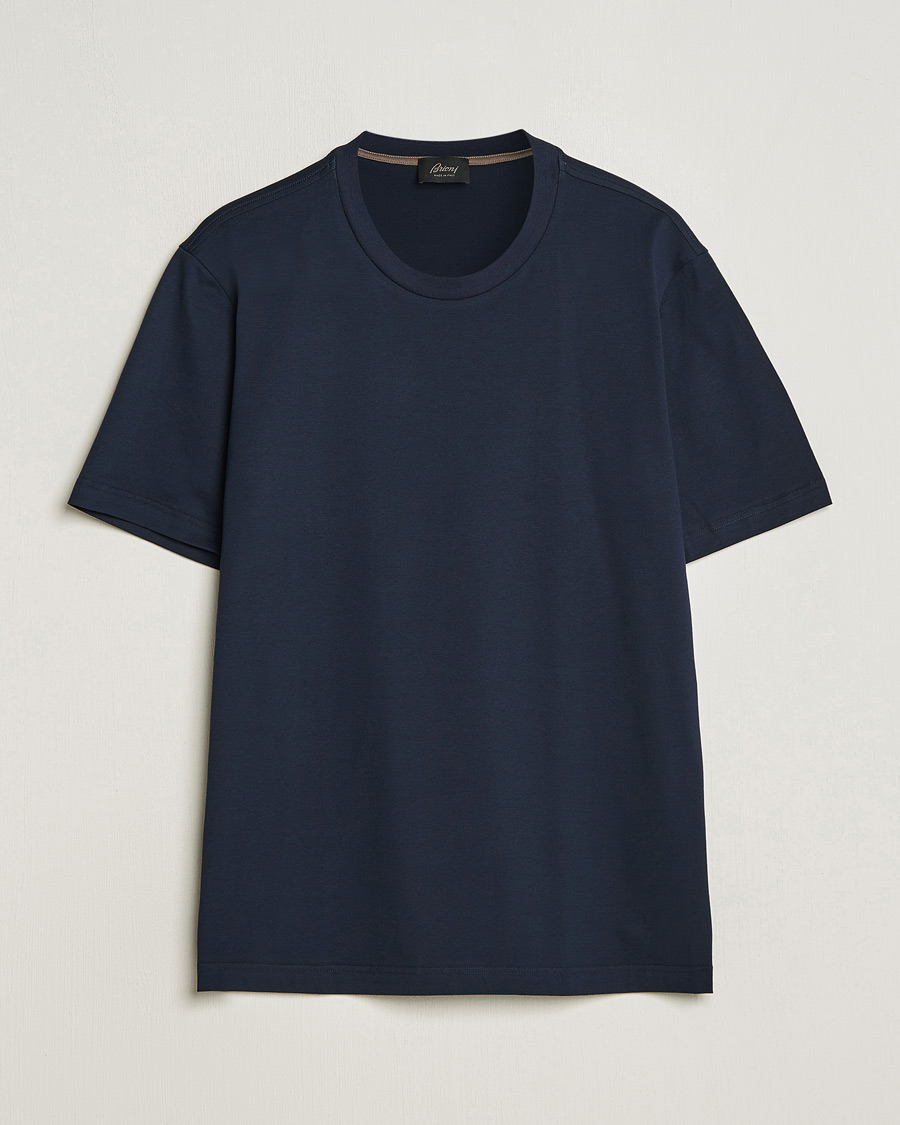 Herren | T-Shirts | Brioni | Short Sleeve Cotton T-Shirt Navy