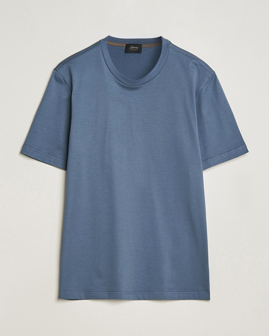 Herren | T-Shirts | Brioni | Short Sleeve Cotton T-Shirt Petroleum