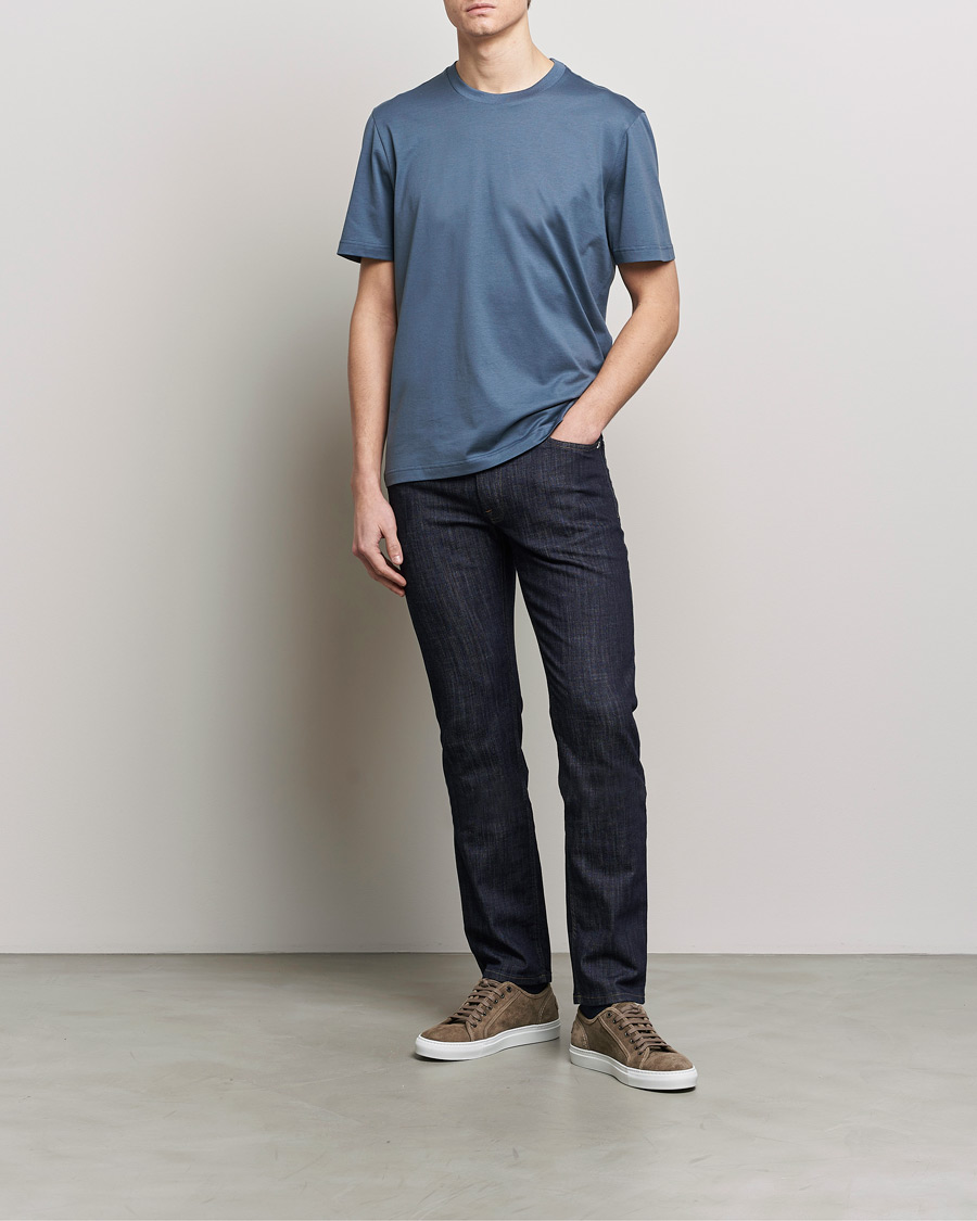Herren | T-Shirts | Brioni | Short Sleeve Cotton T-Shirt Petroleum
