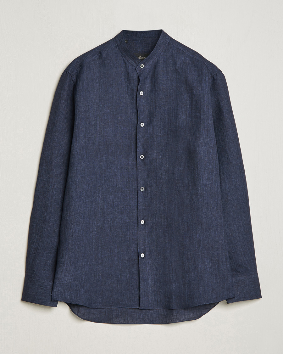 Herren | Hemden | Brioni | Linen Guru Collar Shirt Navy