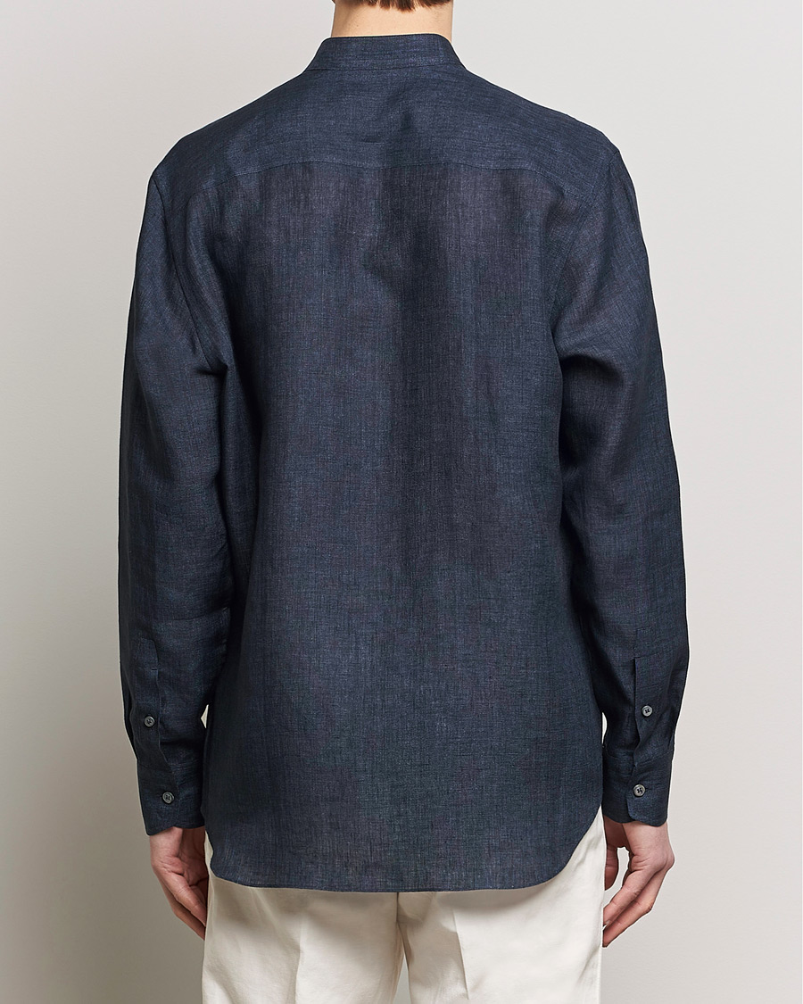Herren | Hemden | Brioni | Linen Guru Collar Shirt Navy