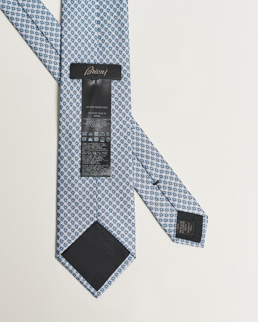 Herren | Brioni Printed Silk Tie Light Blue | Brioni | Printed Silk Tie Light Blue