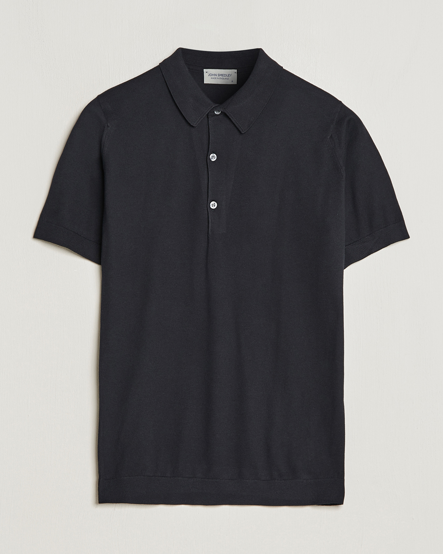 Herren | Poloshirts | John Smedley | Adrian Slim Fit Sea Island Polo Black